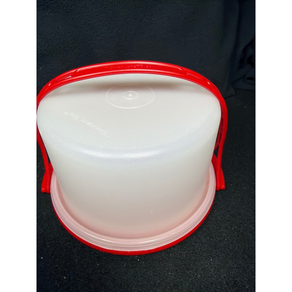 Tupperware Toys Mini Cake Taker Carrier Kids Toy Red White Vintage Miniature 6in